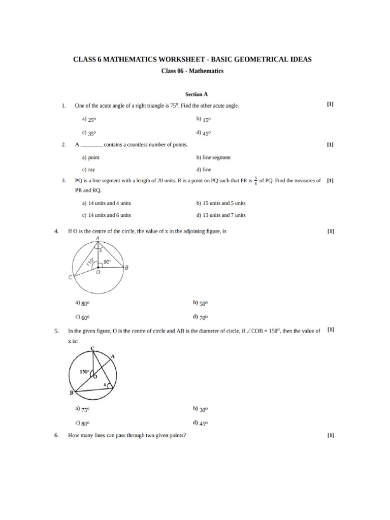 6 June - Geometry - Worksheet | PDF