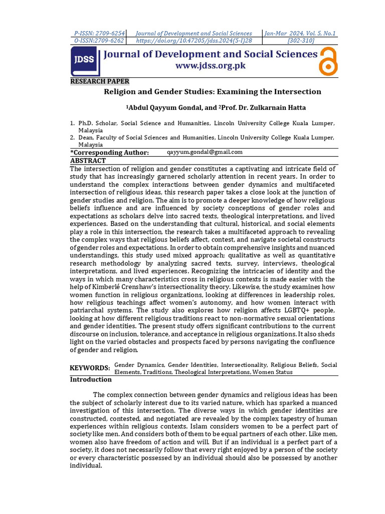 Religion and Gender Studies | PDF | Intersectionality | Gender