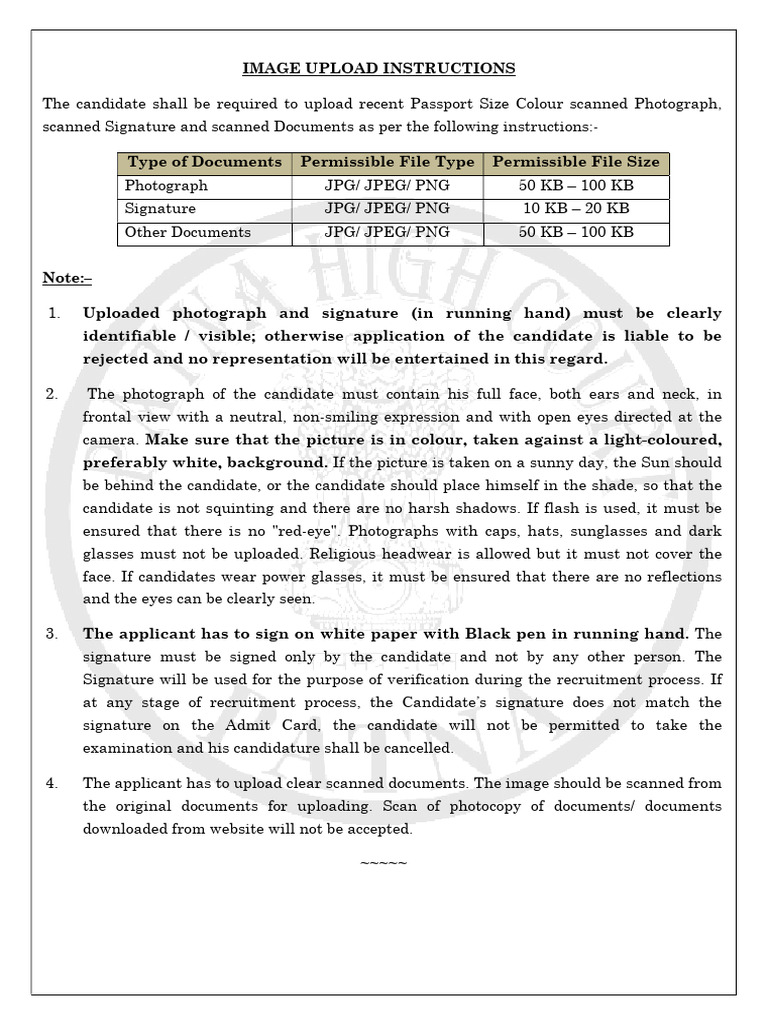 Image Upload Guidelines for Candidates | PDF