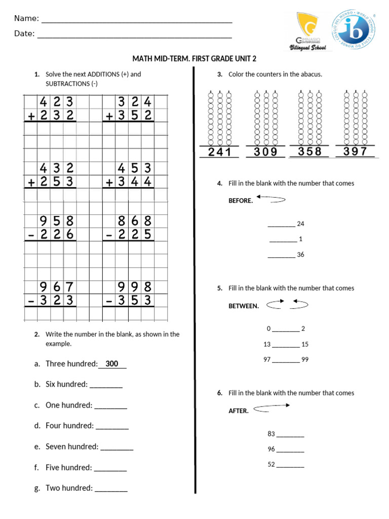Math mid term unit 2 pdf