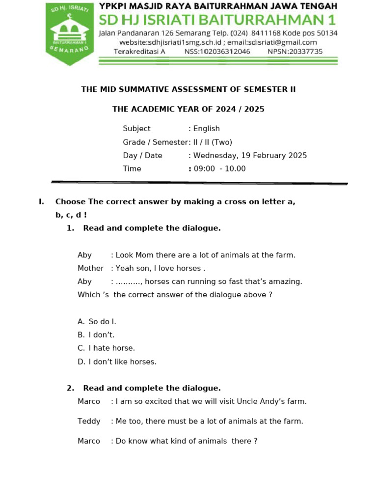 English Grade 2 Mid Test Ii Pdf