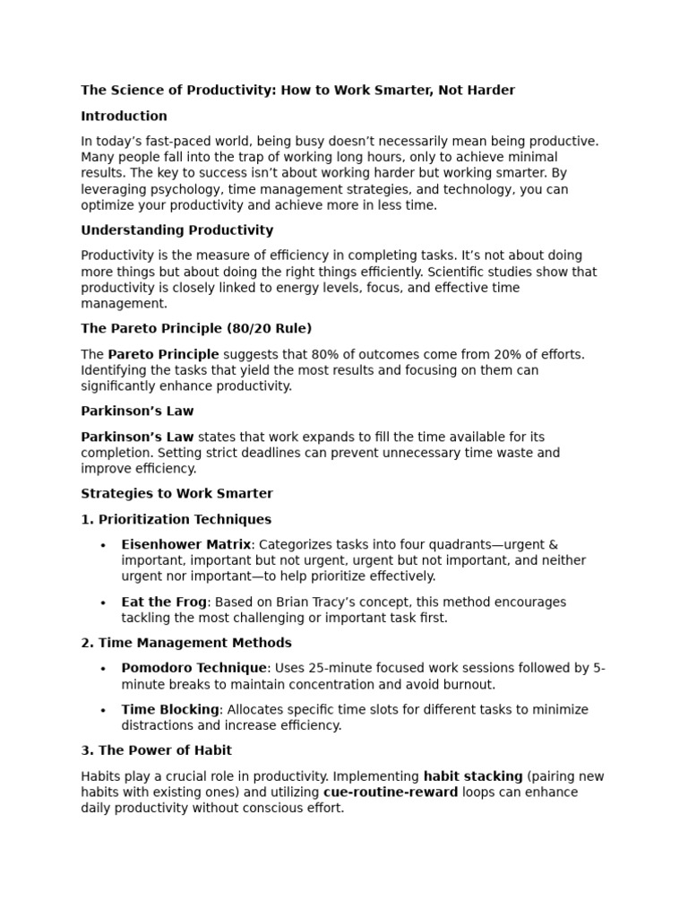 The Science of Productivity | PDF | Time Management | Professional Skills