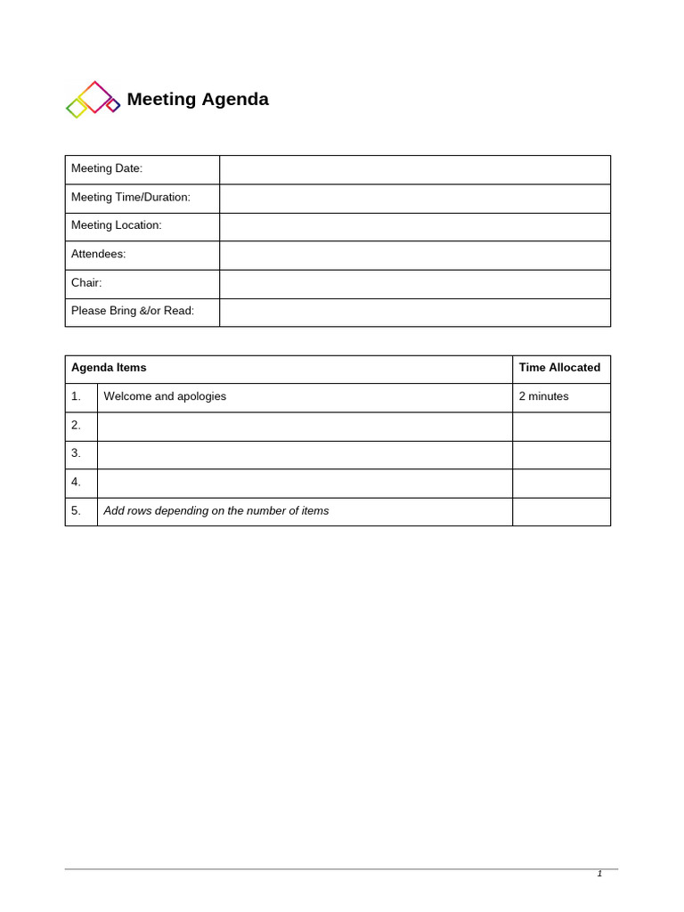 Meeting Agenda Template | PDF
