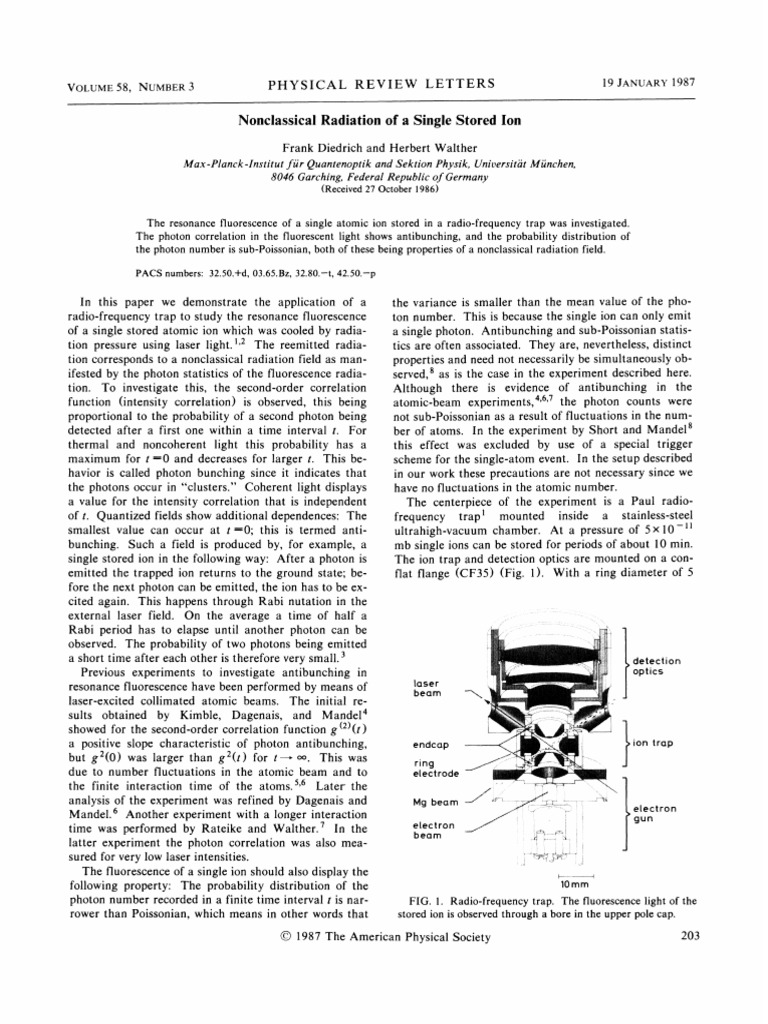 Nonclassical Radiation from Single Ion | PDF | Photon | Amplitude