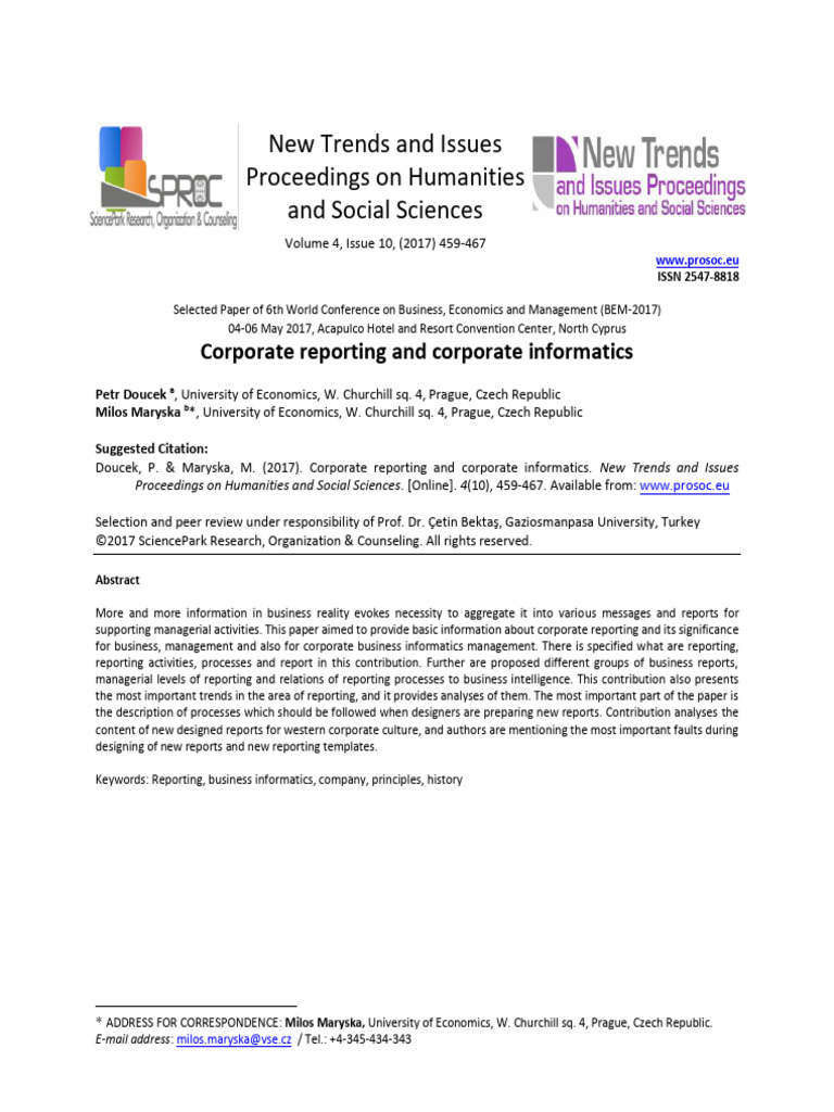 Corporate Reporting and Corporate Inform | PDF | Information
