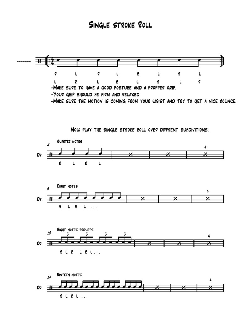 Drum Practice: Single Stroke Roll Guide | PDF