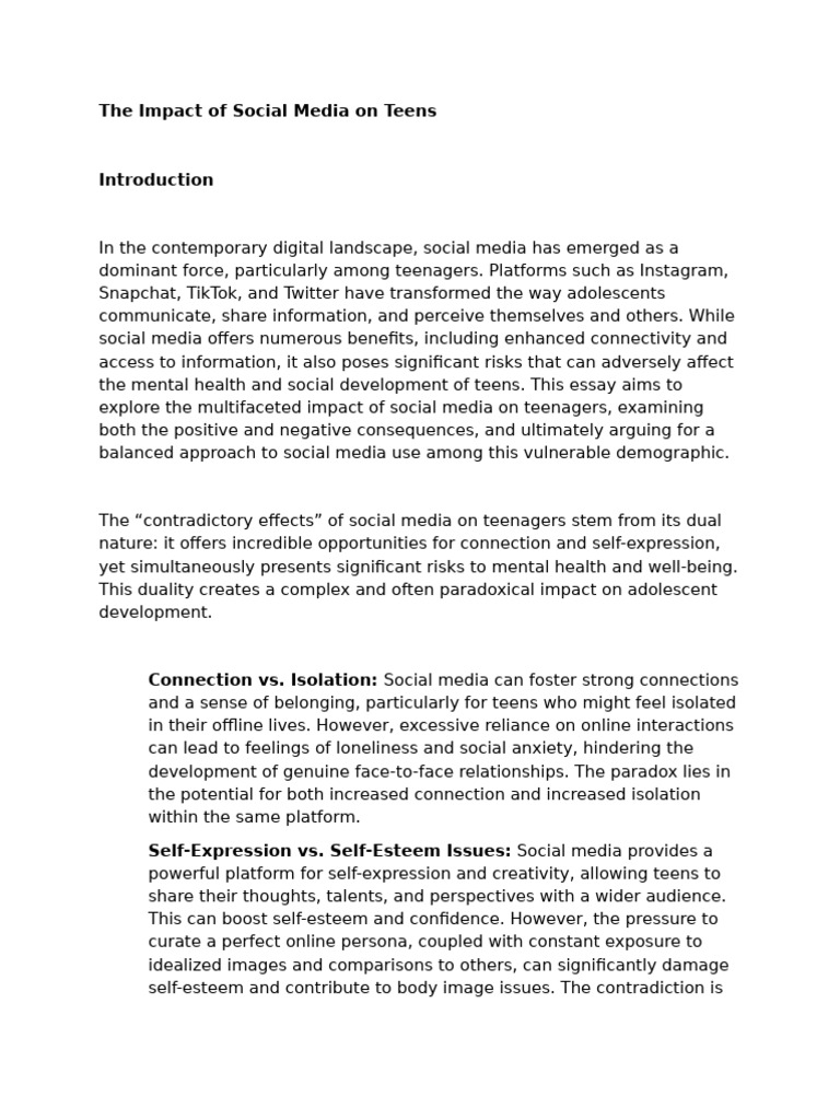 Social Media's Dual Impact on Teens | PDF | Adolescence | Social Media