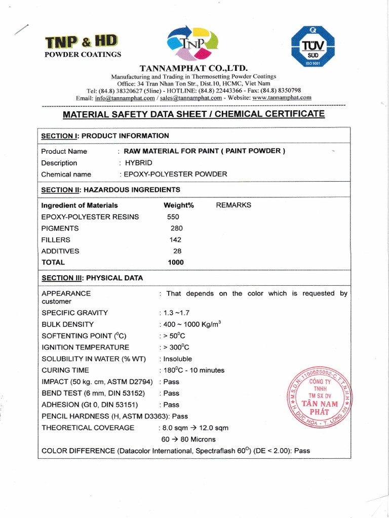 Powder Coating Safety Data Sheet | PDF | Paint | Physical Sciences