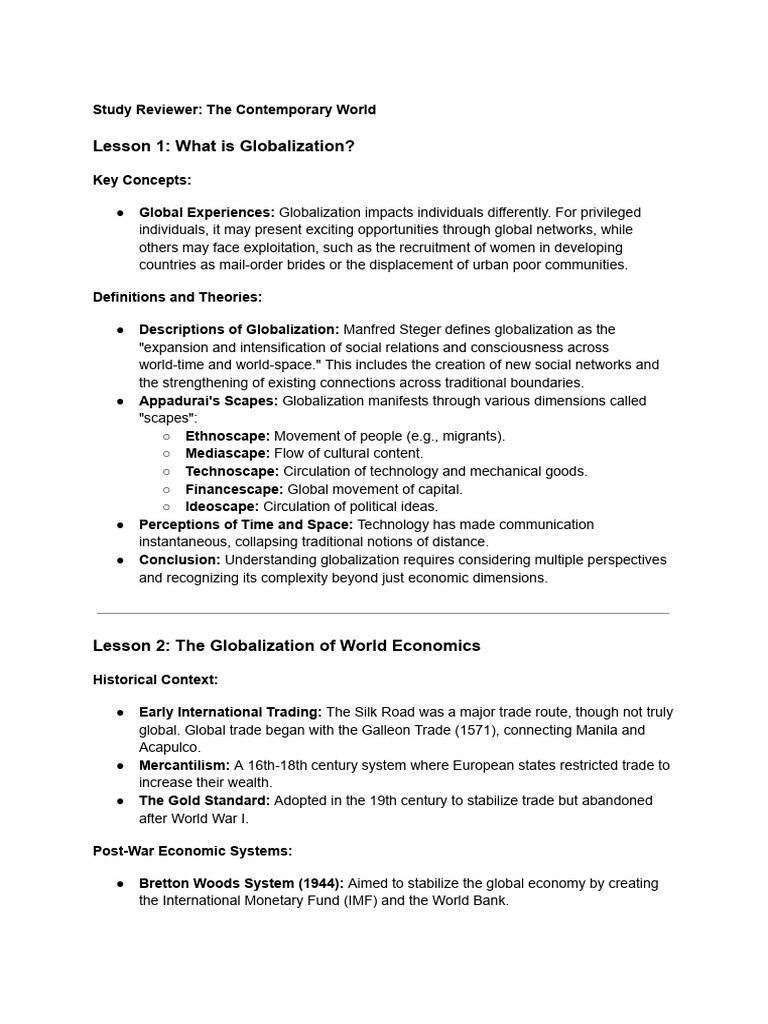 Understanding Globalization: Key Concepts | PDF | Globalization ...