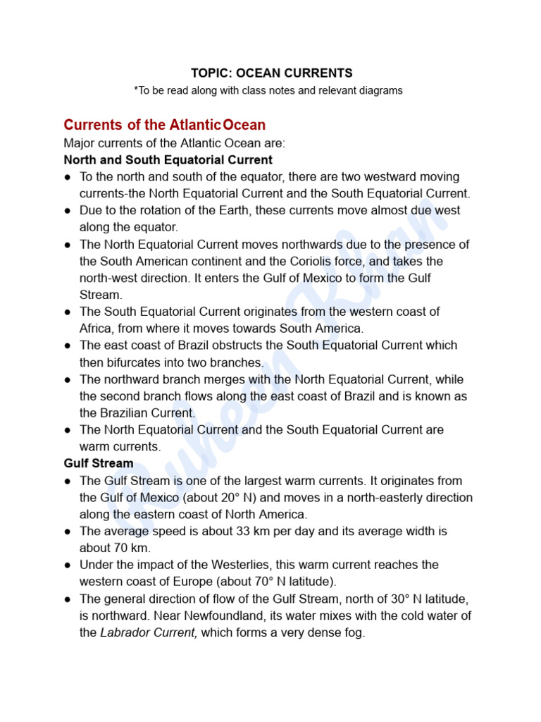 Overview of Major Ocean Currents | PDF | Monsoon | Equator