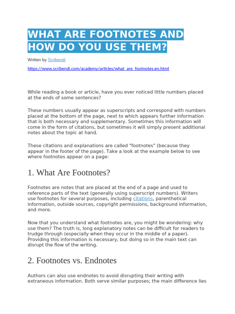 What Are Footnotes and How Do You Use Them | PDF | Note (Typography ...