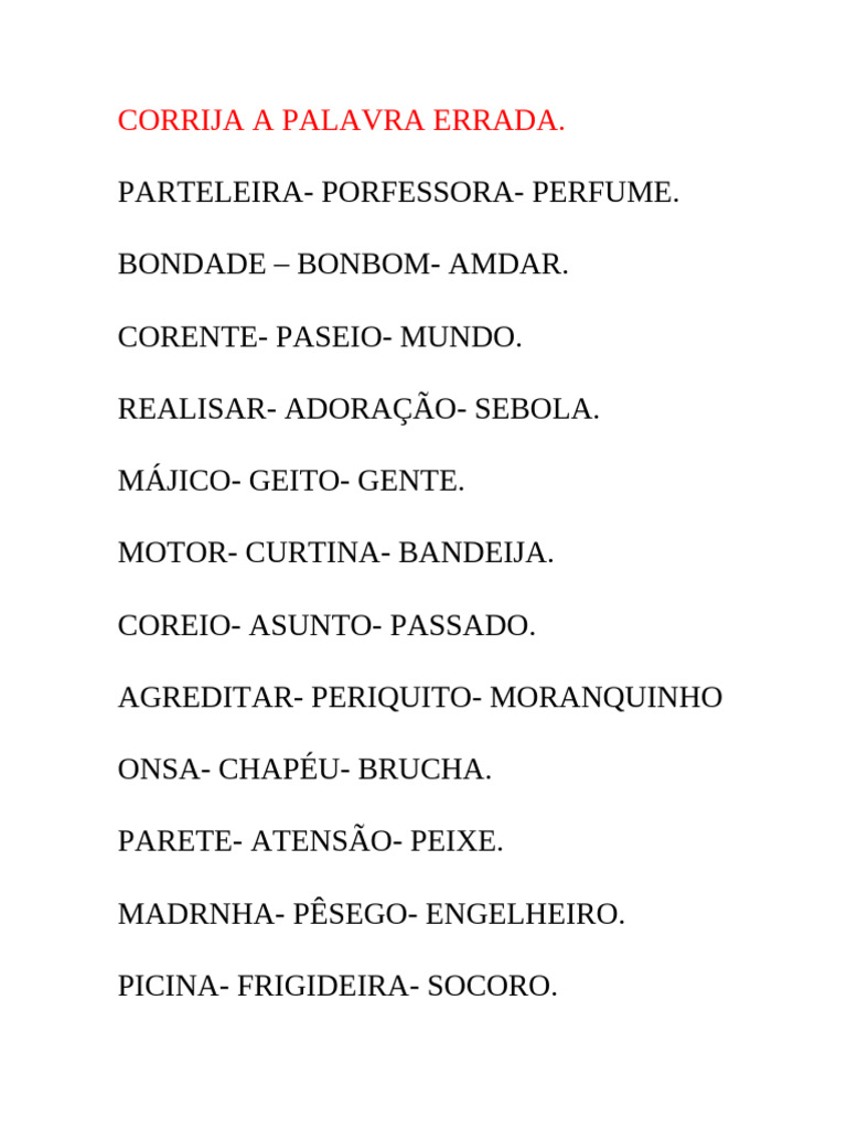 CORRIJA A PALAVRA ERRADA | PDF