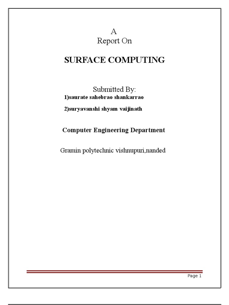 Surface Computing Final Report | PDF | Touchscreen | Graphical User ...