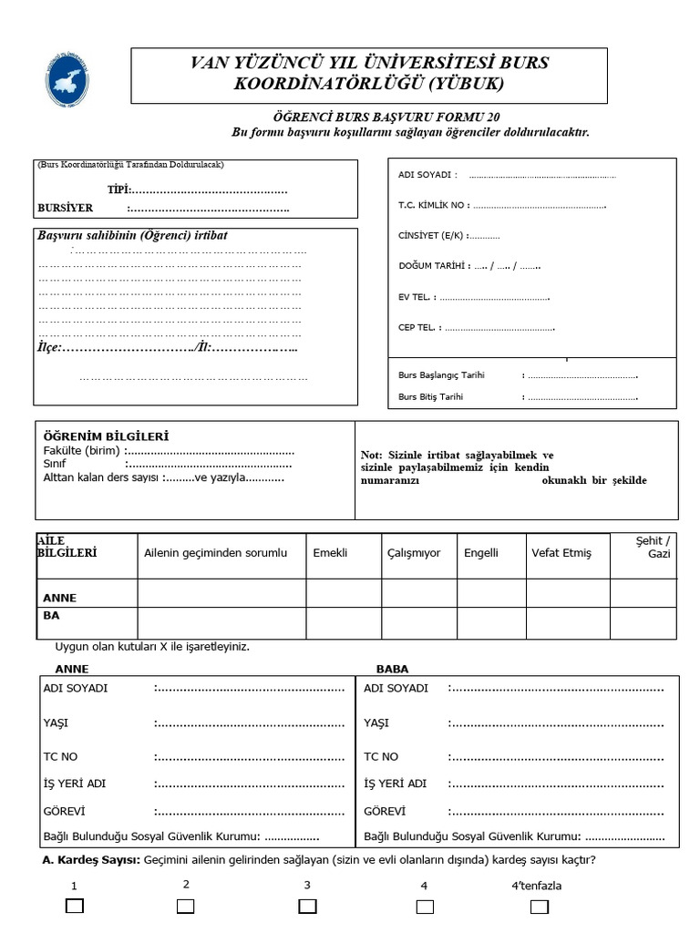 Burs Basvuru Formu | PDF
