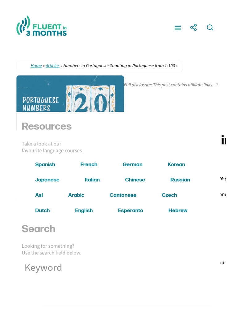 Counting from 1 to 100 in Portuguese | PDF | Portuguese Language ...