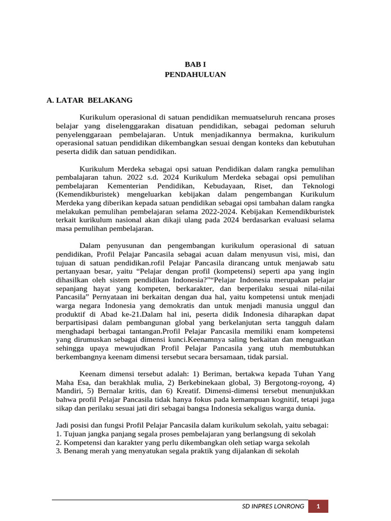 Dokumen 1 2024-2025 SD Inpres Lonrong | PDF