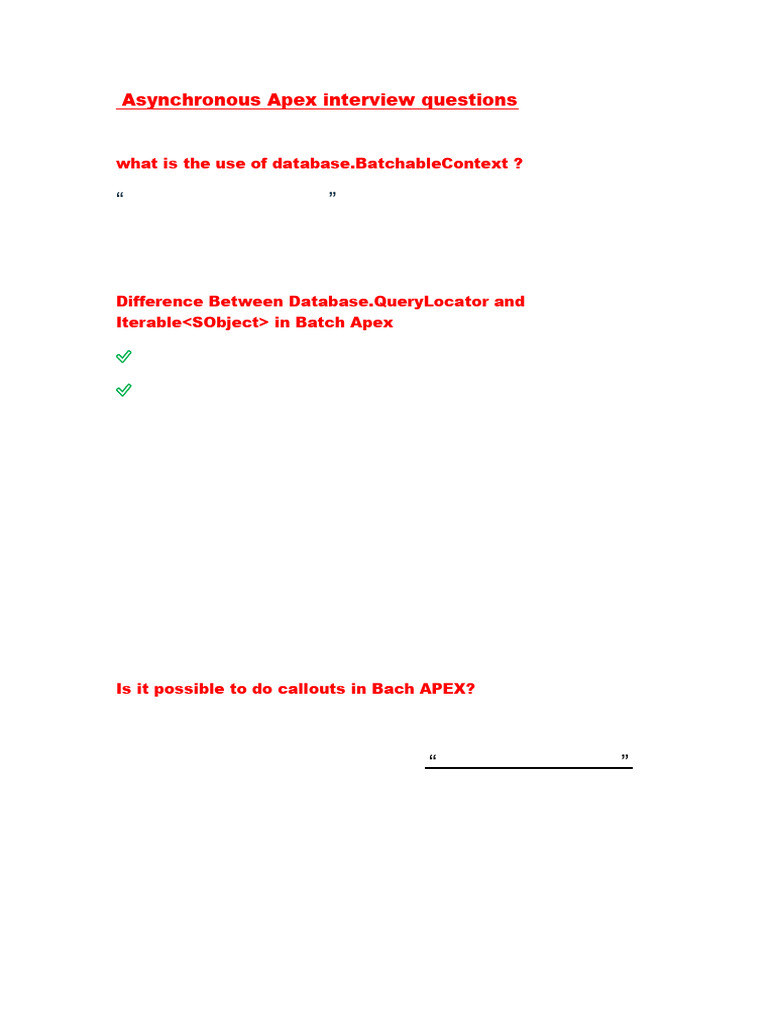 Asynchronous Apex Interview Questions | PDF | Database Transaction ...