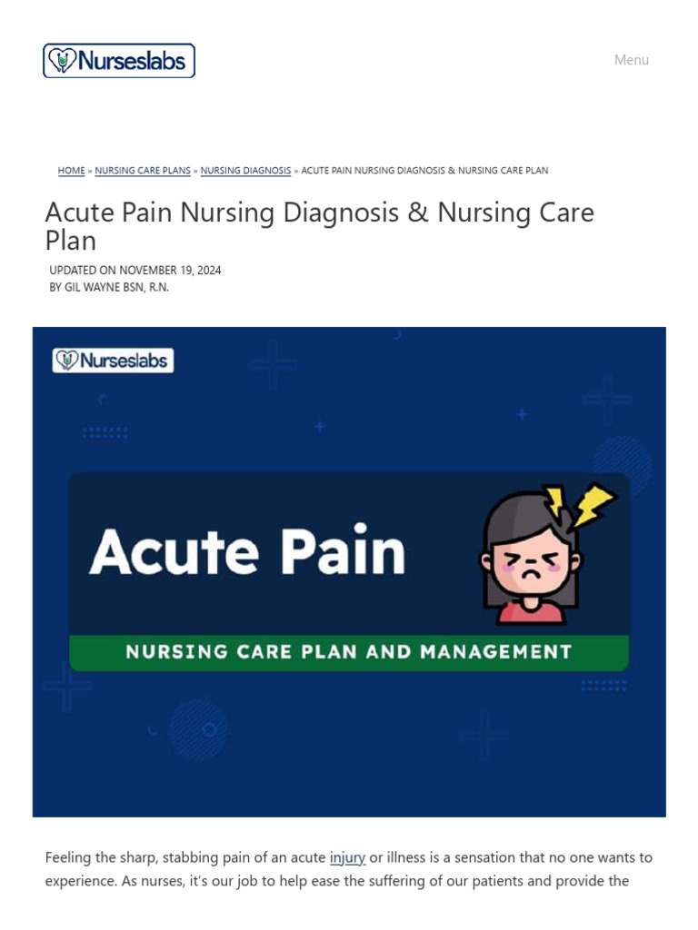 Acute Pain Nursing Care Plan Guide | PDF | Analgesic | Nonsteroidal ...