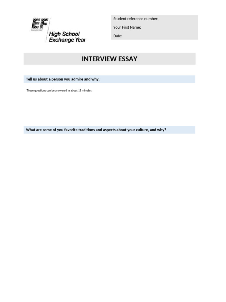 Interview Essay Questions Guide | PDF
