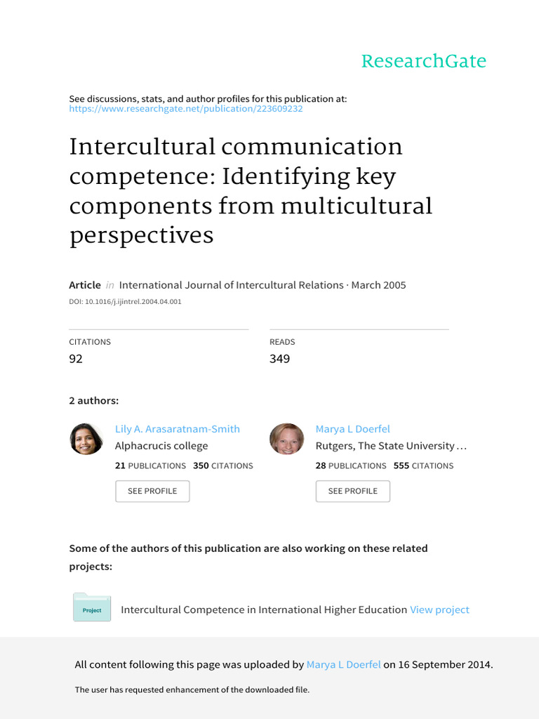 Intercultural Communication Competence Insights Pdf Communication
