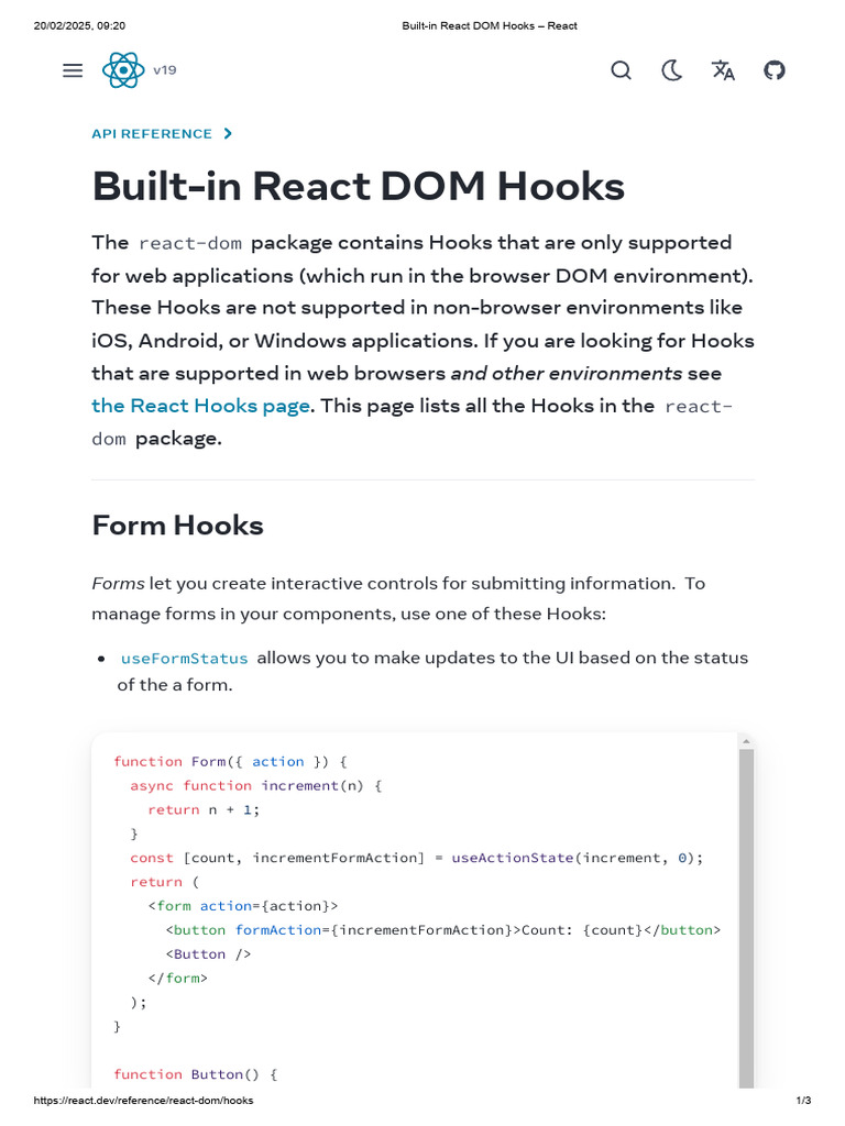 Built-In React DOM Hooks - React | PDF | Operating System Families ...
