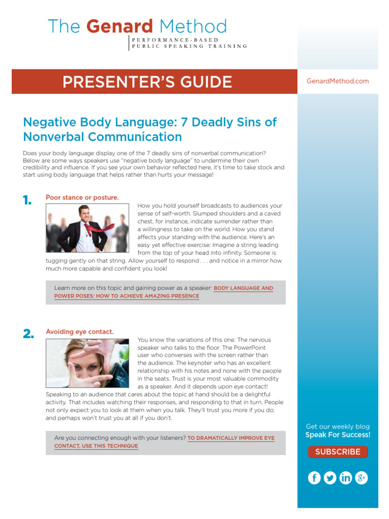Negative Body Language in Communication | PDF | Body Language ...