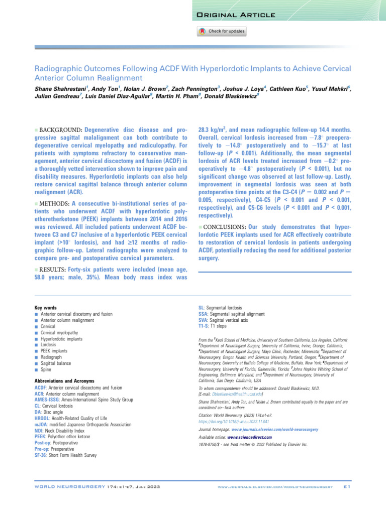 Acr Acdf | PDF | Vertebra | Vertebral Column