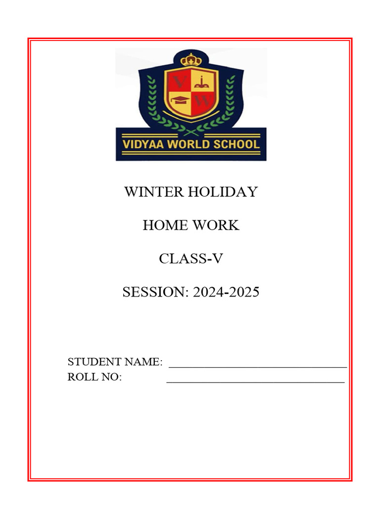 Class V Winter Holiday Homework 2024-25 | PDF | Eclipse