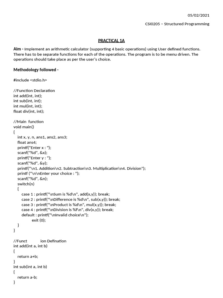 Practical arithmetic calculator | PDF | Computer Engineering | Computer ...