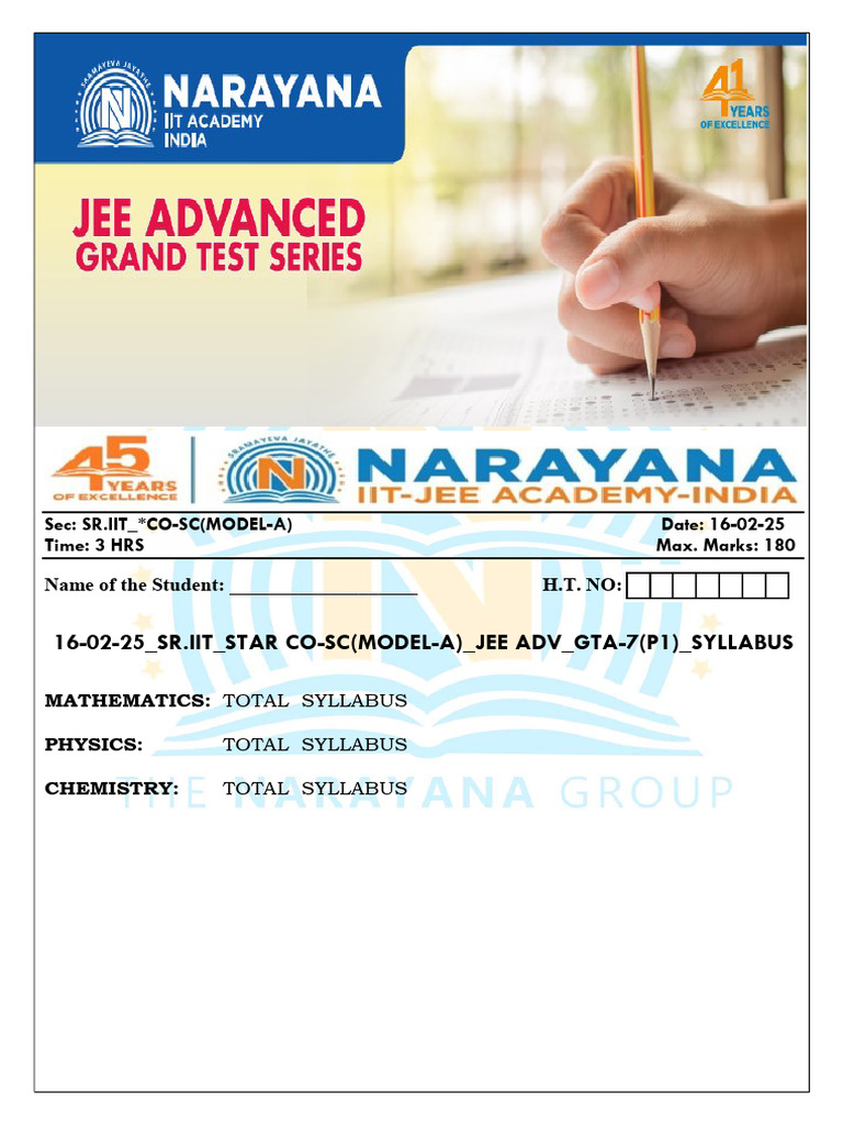 JEE Advanced Model A Question Paper | PDF | Capacitor | Sound