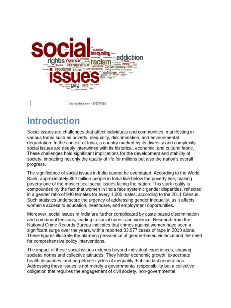 Understanding Social Issues in India | PDF | Poverty | Poverty ...