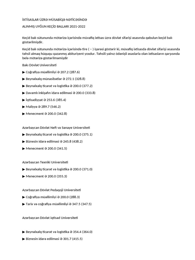 2-Ci Qrup ƏN Yaxşı Ixtisaslar | PDF
