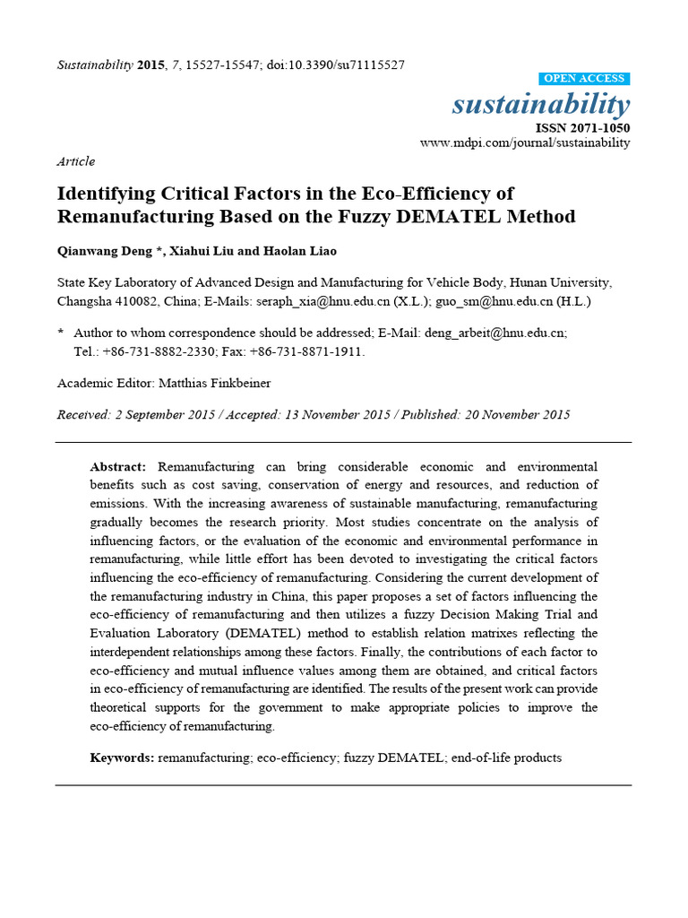 Identifying Critical Factors in The Eco-Efficiency | PDF | Recycling ...