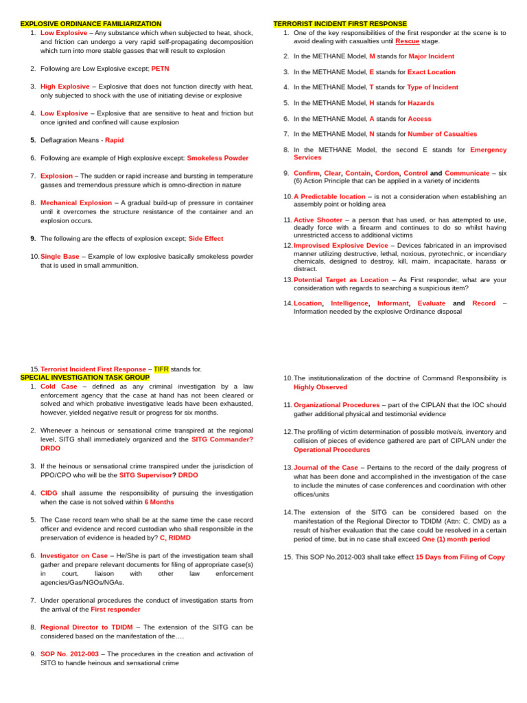 Explosive Ordinance and Incident Response Guide | PDF | Crime Scene ...