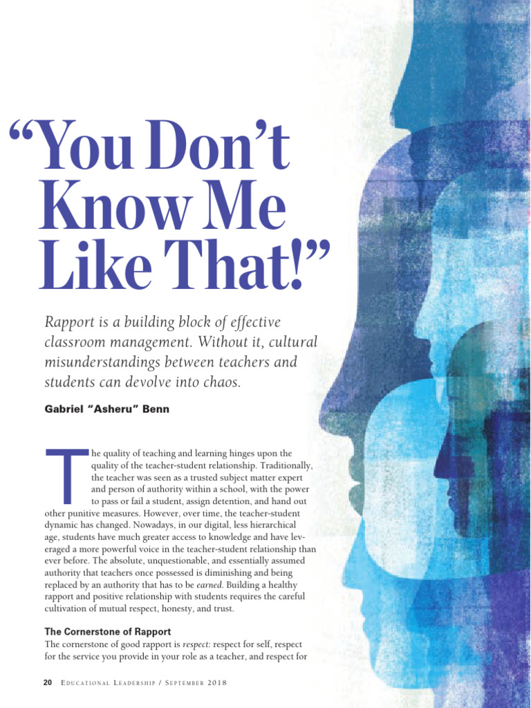 You Don't Know Me Like That | PDF | Teachers | Self Esteem