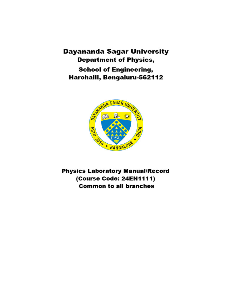 Enginnering Physics Lab Manual B.tech DSU Feb 18 2025 | PDF | P–N ...