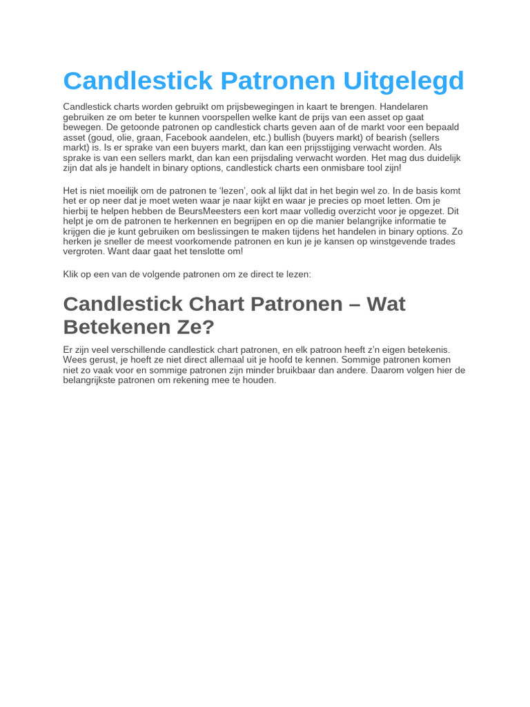 Candlestick Patronen Uitgelegd | PDF
