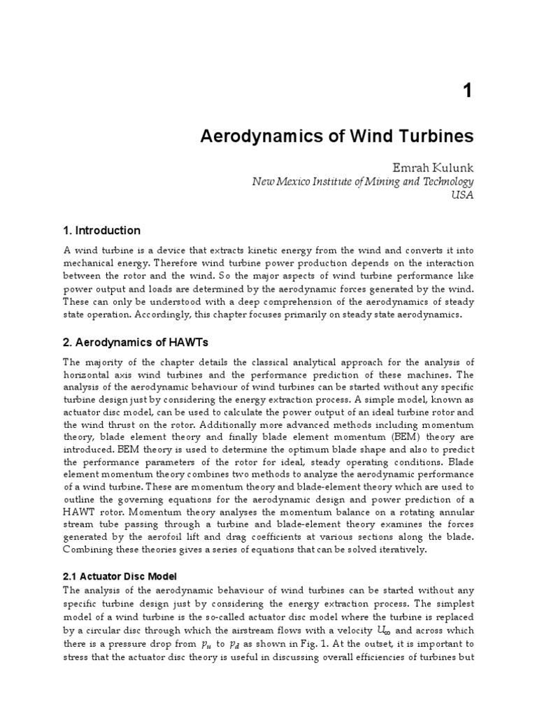 InTech-Aerodynamics of Wind Turbines | PDF