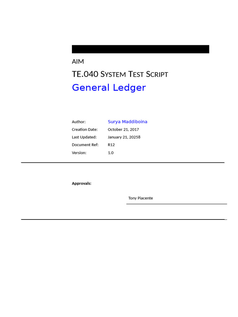 General Ledger System Test Script | PDF | Computing
