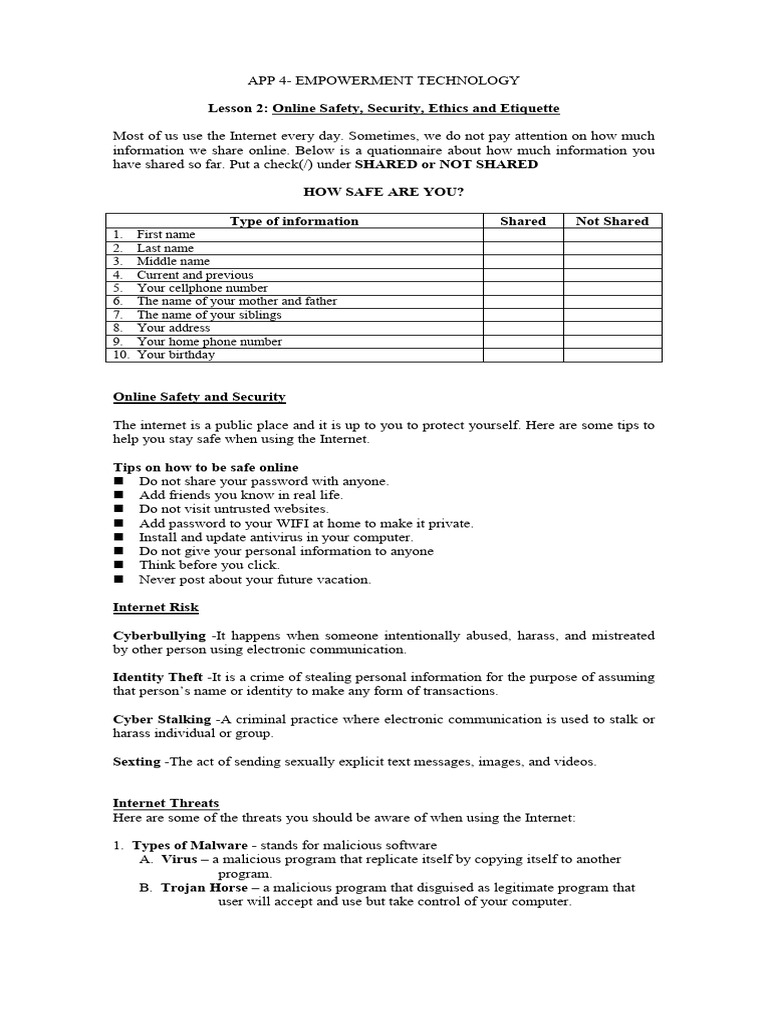 Online Safety and Netiquette Guide | PDF | Malware | Phishing