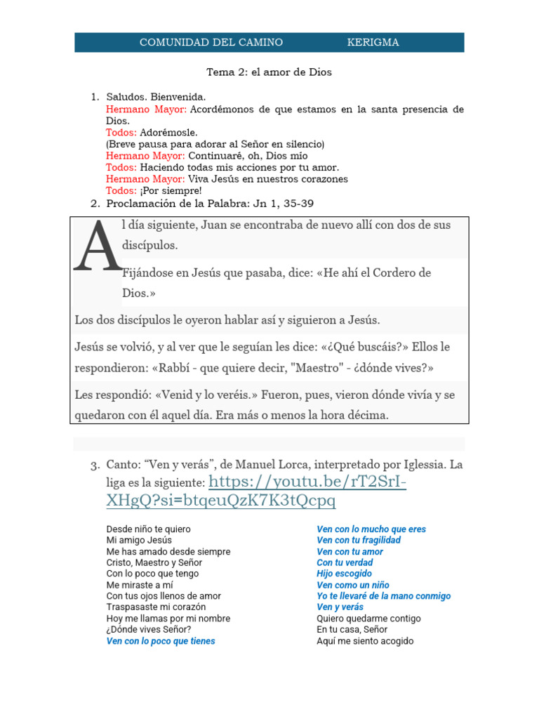 El Amor de Dios en la Comunidad Kerigma | PDF | Amor | Jesús