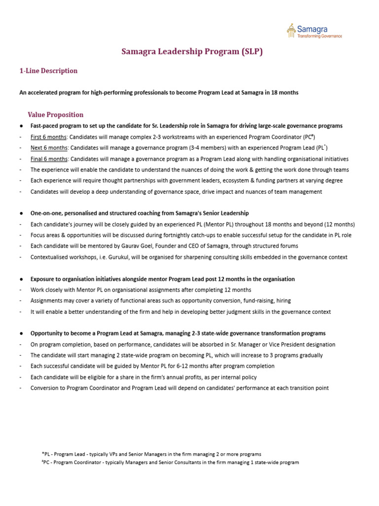 Samagra Leadership Program Overview | PDF | Economies | Business