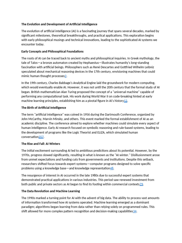 The Evolution and Development of Artificial Intelligence | PDF ...