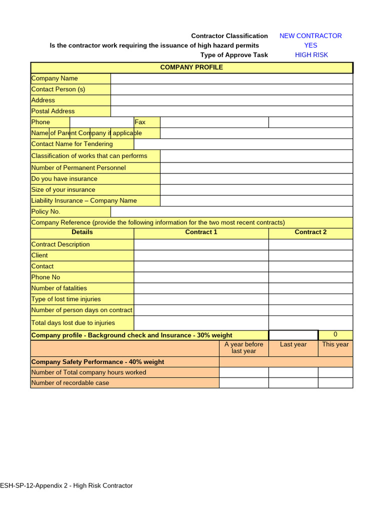 High Risk Contractor Prequalification Guide | PDF | Occupational Safety ...