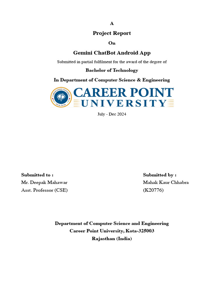 Gemini ChatBot Project Report | PDF