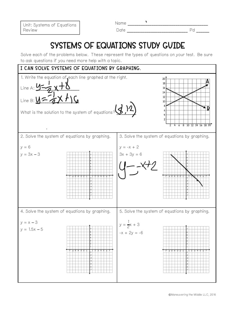 Systems of Equations Study Guide | PDF