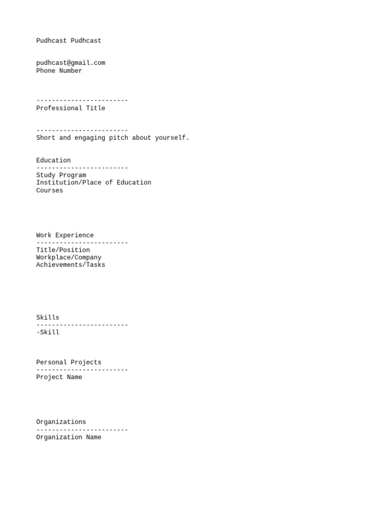 Professional Profile Overview Template | PDF