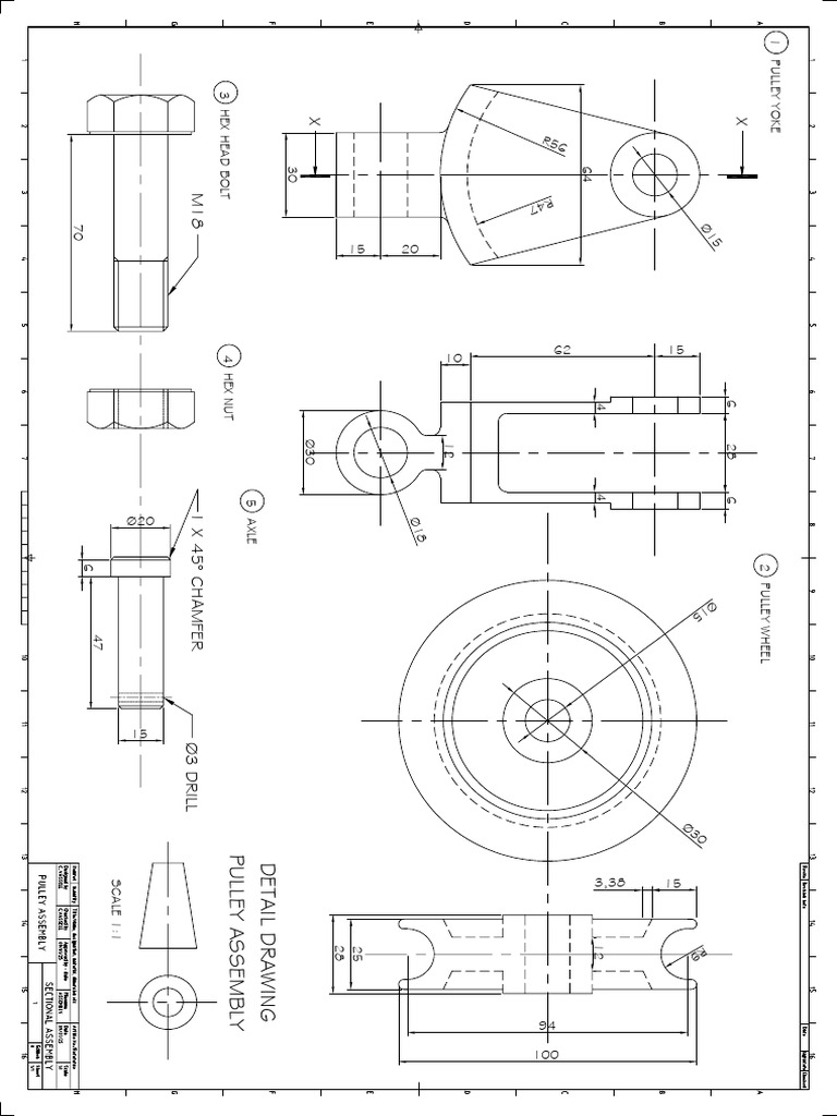 Pulley Assembly Technical Drawing | PDF | Vehicle Technology