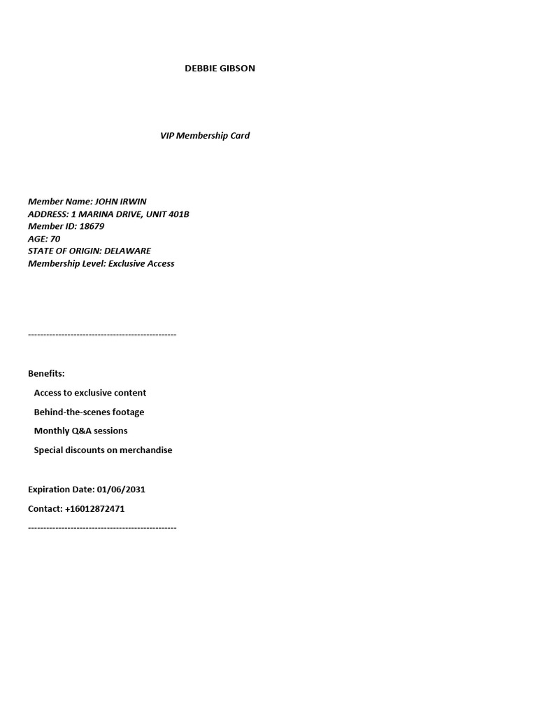 Debbie Gibson Limited Fans Card | PDF