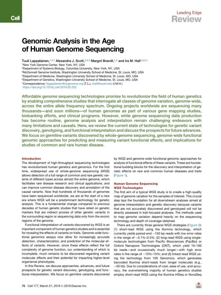 Genomic Analysis Humans | PDF | Whole Genome Sequencing | Single ...